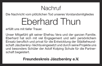 Anzeige von Eberhard Thun von OM-Medien