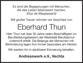 Anzeige von Eberhard Thun von OM-Medien
