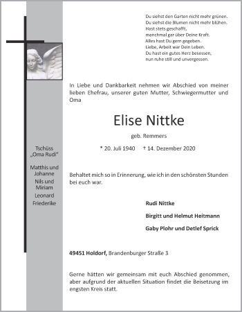Anzeige von Elise Nittke von OM-Medien