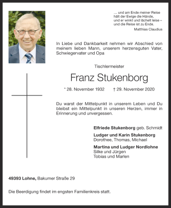 Anzeige von Franz Stukenborg von OM-Medien