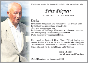 Anzeige von Fritz Pliquett von OM-Medien