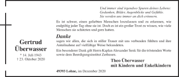 Anzeige von Gertrud Überwasser von OM-Medien