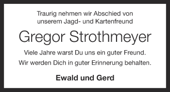 Anzeige von Gregor Strothmeyer von OM-Medien