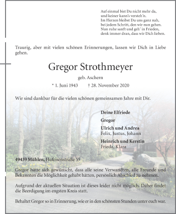 Anzeige von Gregor Strothmeyer von OM-Medien