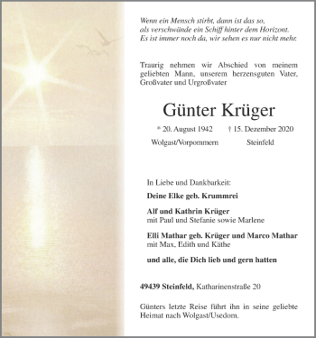 Anzeige von Günter Krüger von OM-Medien
