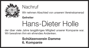 Anzeige von Hans-Dieter Holle von OM-Medien