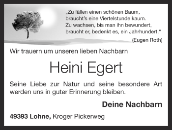 Anzeige von Heinrich Egert von OM-Medien