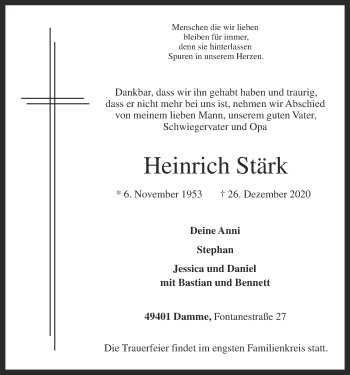 Anzeige von Heinrich Stärk von OM-Medien
