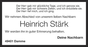 Anzeige von Heinrich Stärk von OM-Medien