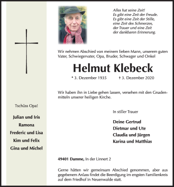 Anzeige von Helmut Klebeck von OM-Medien