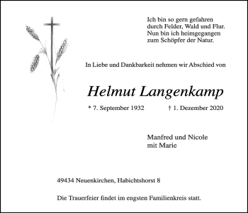 Anzeige von Helmut Langenkamp von OM-Medien