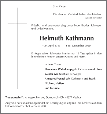 Anzeige von Helmuth Kathmann von OM-Medien