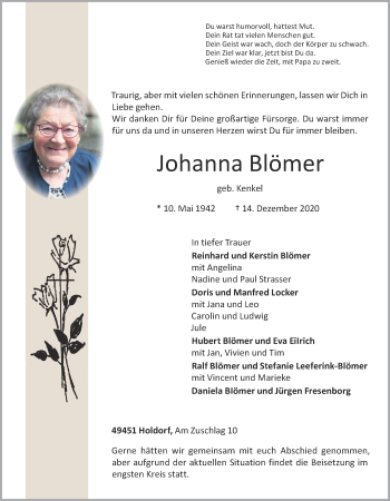 Anzeige von Johanna Blömer von OM-Medien