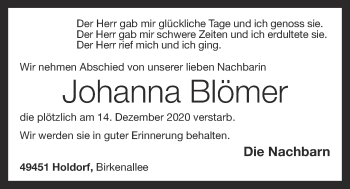 Anzeige von Johanna Blömer von OM-Medien