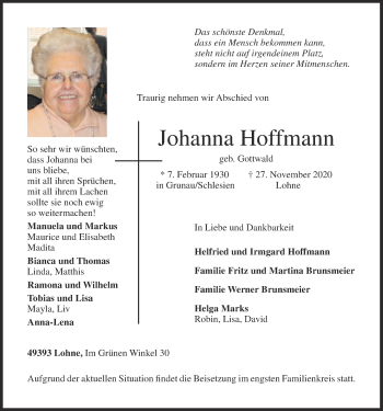 Anzeige von Johanna Hoffmann von OM-Medien