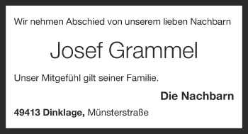 Anzeige von Josef Grammel von OM-Medien
