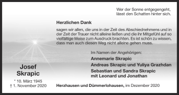 Anzeige von Josef Skrapic von OM-Medien