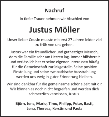 Anzeige von Justus Möller von OM-Medien