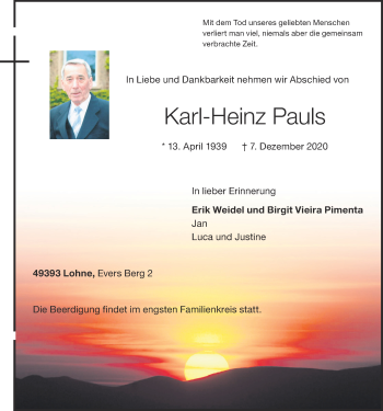 Anzeige von Karl-Heinz Pauls von OM-Medien