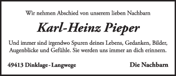 Anzeige von Karl-Heinz Pieper von OM-Medien