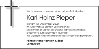 Anzeige von Karl-Heinz Pieper von OM-Medien