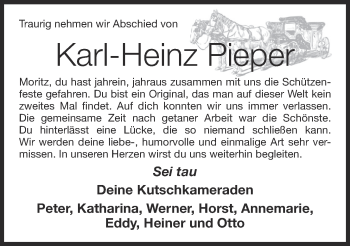 Anzeige von Karl-Heinz Pieper von OM-Medien