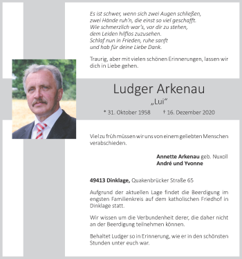 Anzeige von Ludger Arkenau von OM-Medien