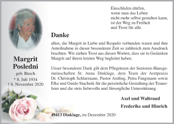 Anzeige von Margrit Posledni von OM-Medien