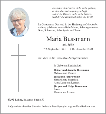 Anzeige von Maria Bussmann von OM-Medien