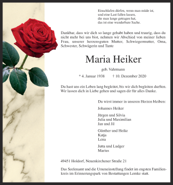 Anzeige von Maria Heiker von OM-Medien