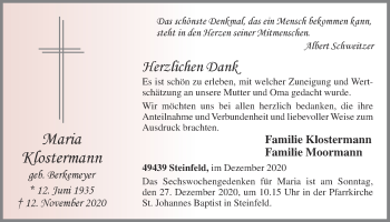 Anzeige von Maria Klostermann von OM-Medien