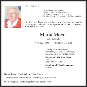 Anzeige von Maria Meyer von OM-Medien