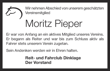 Anzeige von Moritz Pieper von OM-Medien