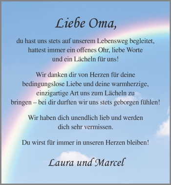 Anzeige von Maria Pille von OM-Medien