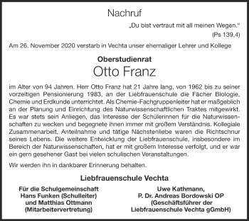 Anzeige von Otto Franz von OM-Medien