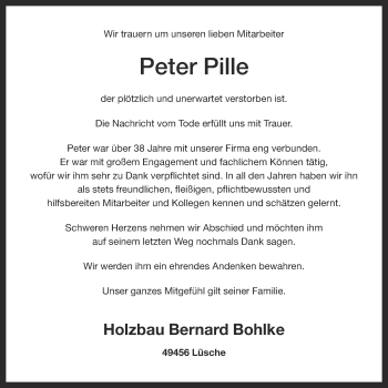 Anzeige von Peter Pille von OM-Medien