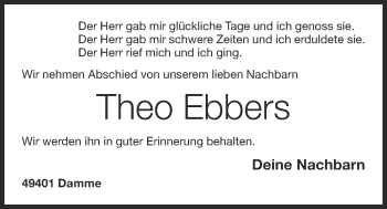 Anzeige von Theo Ebbers von OM-Medien