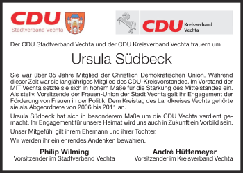 Anzeige von Ursula Südbeck von OM-Medien