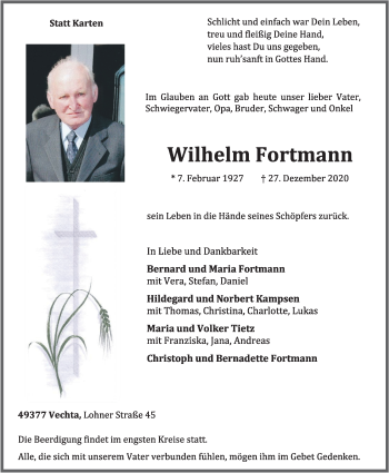 Anzeige von Wilhelm Fortmann von OM-Medien