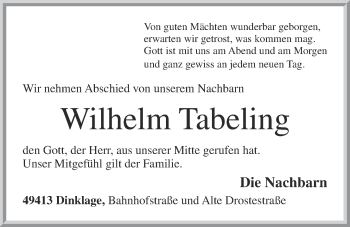 Anzeige von Wilhelm Tabeling von OM-Medien