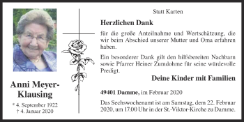 Anzeige von Anni Meyer-Klausing von OM-Medien