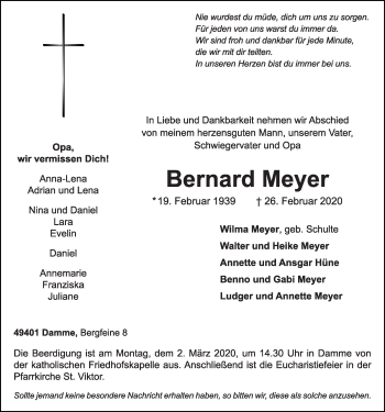Anzeige von Berhard Meyer von OM-Medien