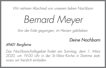 Anzeige von Bernard Meyer von OM-Medien