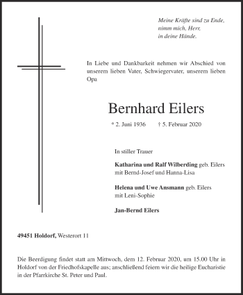 Anzeige von Bernhard Eilers von OM-Medien