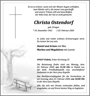 Anzeige von Christa Ostendorf von OM-Medien