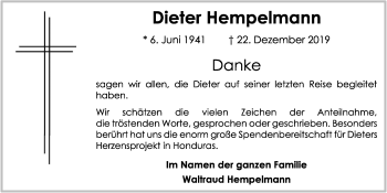 Anzeige von Dieter Hempelmann von OM-Medien
