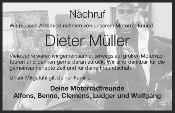 Anzeige von Dieter Müller von OM-Medien