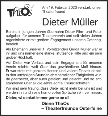 Anzeige von Dieter Müller von OM-Medien