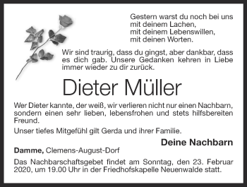 Anzeige von Dieter Müller von OM-Medien