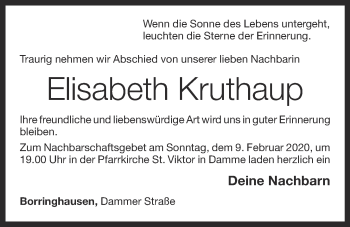 Anzeige von Elisabeth Kruthaup von OM-Medien